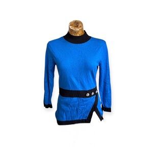 New York & Co blue black retro style top small